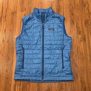 Patagonia Vest Men's Medium Nano Puff Lightweight Insulated Blue Pockets 84242